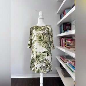 Jams World Harper Hawaiian Tropical Palm Dress West Coast Olive size XS
